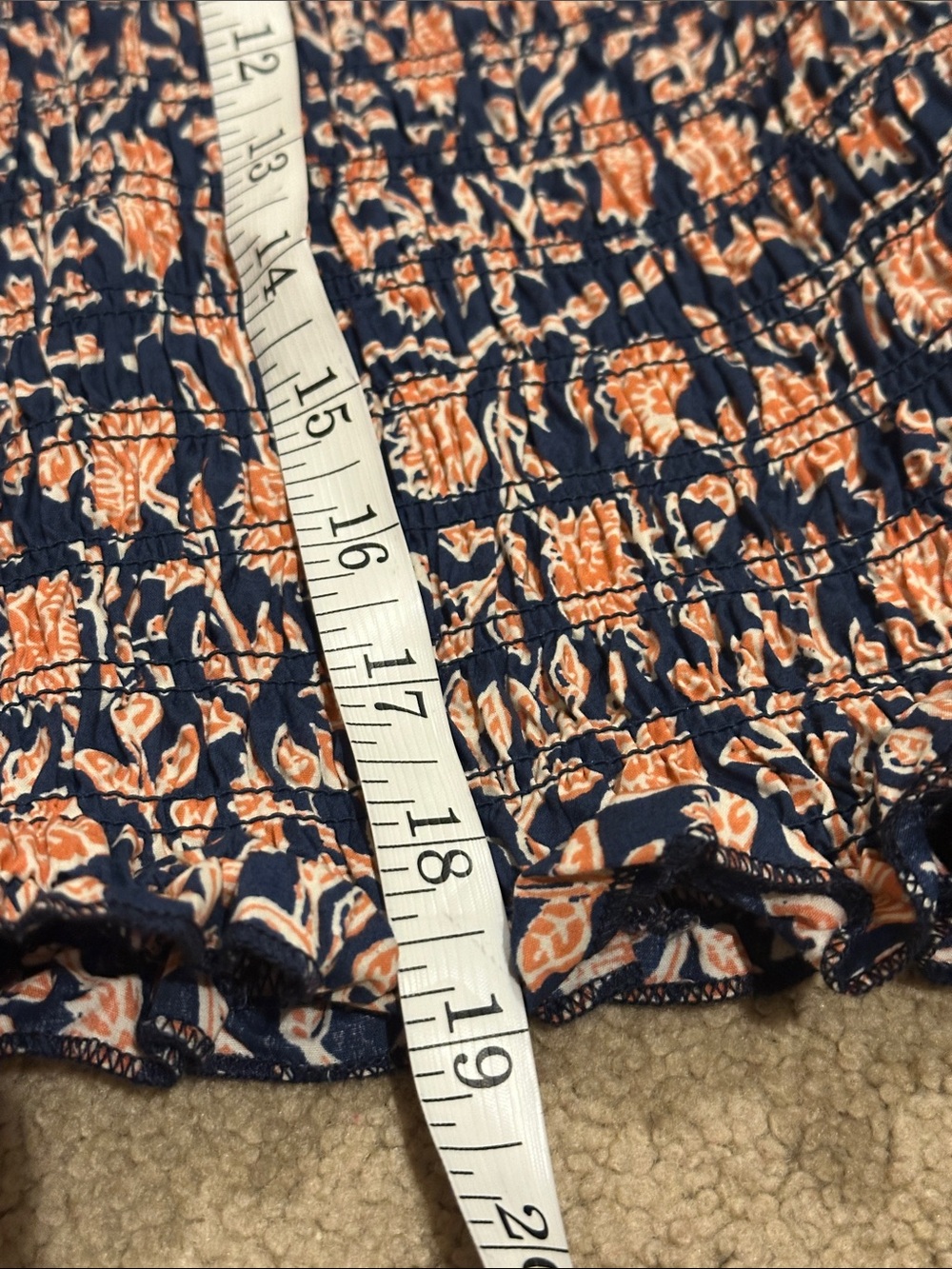 Evereve Navy Floral Smocked Tank with Peach Accents - Picture 5 of 6